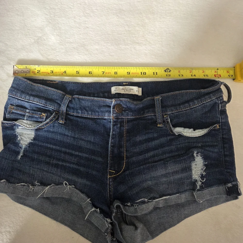 Abercrombie & fitch Distressed Low Rise Denim Micro Shorts Size‎ 8